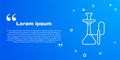 White line Hookah icon isolated on blue background. Vector