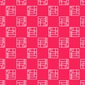 White line House Edificio Mirador icon isolated seamless pattern on red background. Mirador social housing by MVRDV