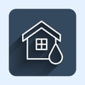 White line House flood icon isolated with long shadow background. Home flooding under water. Insurance concept. Security Royalty Free Stock Photo