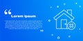 White line House with wrong mark icon isolated on blue background. Home and close, delete, remove symbol. Vector Royalty Free Stock Photo