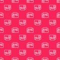 White line Identification badge icon isolated seamless pattern on red background. It can be used for presentation