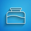 White line Inkwell icon isolated on blue background. Long shadow
