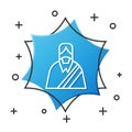 White line Jesus Christ icon isolated on white background. Blue hexagon button. Vector Illustration Royalty Free Stock Photo