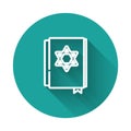 White line Jewish torah book icon isolated with long shadow background. Pentateuch of Moses. On the cover of the Bible Royalty Free Stock Photo