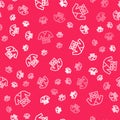 White line Kimono icon isolated seamless pattern on red background. Chinese, Japanese, Korean, Vietnamese wearing