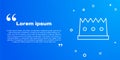 White line King crown icon isolated on blue background. Vector Royalty Free Stock Photo