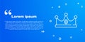 White line King crown icon isolated on blue background. Vector Royalty Free Stock Photo