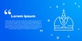 White line King crown icon isolated on blue background. Vector Royalty Free Stock Photo