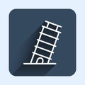 White line Leaning tower in Pisa icon isolated with long shadow background. Italy symbol. Blue square button. Vector