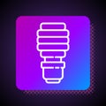 White line LED light bulb icon isolated on black background. Economical LED illuminated lightbulb. Save energy lamp Royalty Free Stock Photo