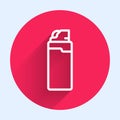 White line Lighter icon isolated with long shadow. Red circle button. Vector Royalty Free Stock Photo