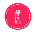 White line Lighthouse icon isolated on white background. Red circle button. Vector