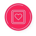 White line Like heart icon isolated on white background. Counter Notification Icon. Follower Insta. Red circle button