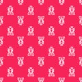 White line Lobster icon isolated seamless pattern on red background. Vector.