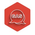 White line Location and petrol or gas station icon isolated with long shadow background. Car fuel symbol. Gasoline pump Royalty Free Stock Photo