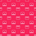 White line Lunch box icon isolated seamless pattern on red background. Vector Illustration