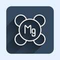 White line Magnesium chemical element icon isolated on isolated with long shadow background. Blue square button. Vector Royalty Free Stock Photo