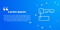 White line Marked key icon isolated on blue background. Vector Illustration