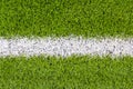 The white Line marking on the artificial green grass footbal, soccer field