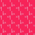 White line Meteorology windsock wind vane icon isolated seamless pattern on red background. Windsock indicate the Royalty Free Stock Photo