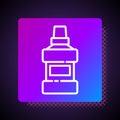 White line Mouthwash plastic bottle and glass icon isolated on black background. Liquid for rinsing mouth. Oralcare Royalty Free Stock Photo