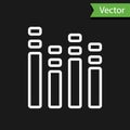 White line Music equalizer icon isolated on black background. Sound wave. Audio digital equalizer technology, console Royalty Free Stock Photo