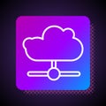 White line Network cloud connection icon isolated on black background. Social technology. Cloud computing concept Royalty Free Stock Photo