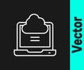 White line Network cloud connection icon isolated on black background. Social technology. Cloud computing concept Royalty Free Stock Photo