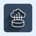White line Network cloud connection icon isolated with long shadow background. Social technology. Cloud computing Royalty Free Stock Photo