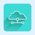 White line Network cloud connection icon isolated with long shadow background. Social technology. Cloud computing Royalty Free Stock Photo