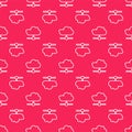 White line Network cloud connection icon isolated seamless pattern on red background. Social technology. Cloud computing Royalty Free Stock Photo