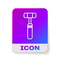 White line Neurology reflex hammer icon isolated on white background. Rectangle color button. Vector Illustration