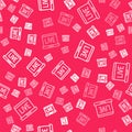 White line Online poker table game icon isolated seamless pattern on red background. Online casino. Vector Royalty Free Stock Photo