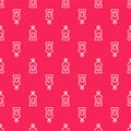 White line Orujo icon isolated seamless pattern on red background. Vector