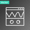 White line Oscilloscope measurement signal wave icon isolated on transparent background. Vector