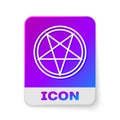 White line Pentagram in a circle icon isolated on white background. Magic occult star symbol. Rectangle color button