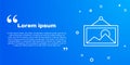 White line Picture icon isolated on blue background. Vector Royalty Free Stock Photo