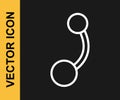 White line Piercing icon isolated on black background. Vector Royalty Free Stock Photo