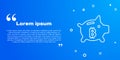 White line Piggy bank bitcoin icon isolated on blue background. Icon saving or accumulation of money, investment. Vector Royalty Free Stock Photo