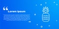 White line Pineapple tropical fruit icon isolated on blue background. Vector Royalty Free Stock Photo