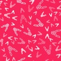 White line Pliers tool icon isolated seamless pattern on red background. Pliers work industry mechanical plumbing tool