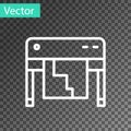 White line Plotter icon isolated on transparent background. Large format multifunction printer. Polygraphy, printshop