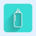White line Punching bag icon isolated with long shadow. Green square button. Vector Illustration