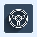 White line Racing simulator cockpit icon isolated with long shadow background. Gaming accessory. Gadget for driving Royalty Free Stock Photo