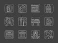 White line railway icons collection Royalty Free Stock Photo