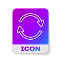 White line Refresh icon isolated on white background. Reload symbol. Rotation arrows in a circle sign. Rectangle color