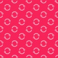 White line Refresh icon isolated seamless pattern on red background. Reload symbol. Rotation arrows in a circle sign Royalty Free Stock Photo