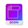White line Roll of paper icon isolated on white background. Rectangle color button. Vector