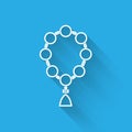 White line Rosary beads religion icon isolated with long shadow. Vector Illustration Royalty Free Stock Photo