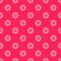 White line Sea urchin icon isolated seamless pattern on red background. Vector. Royalty Free Stock Photo